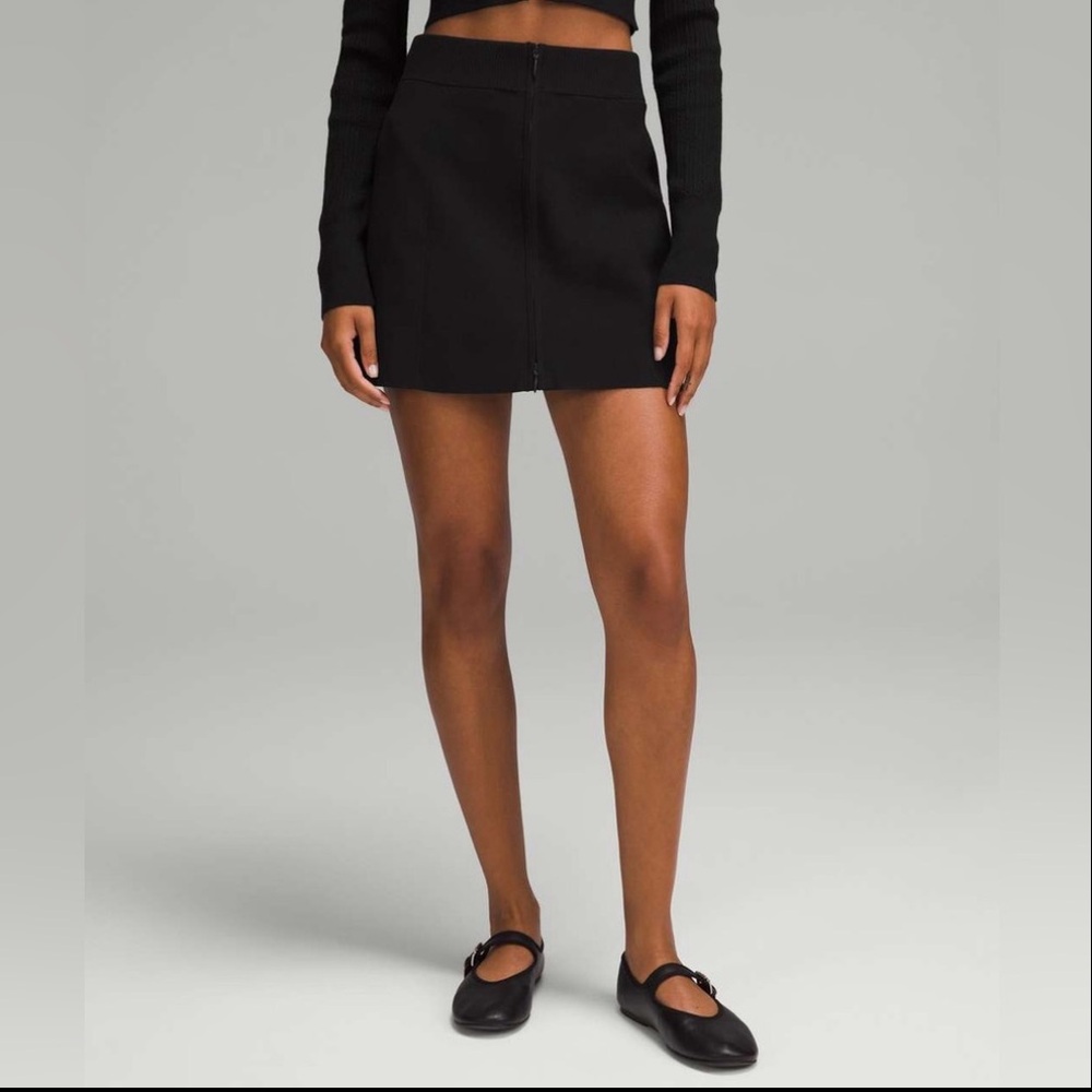 Lululemon✨Ribbed-Knit Mini Skirt RARE•Black•Knit Full Zip Skirt•Like New•Large - Picture 3 of 15
